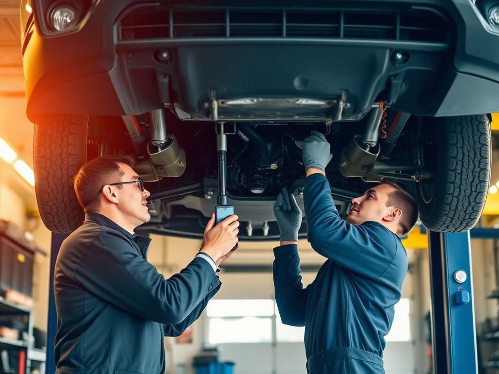 Suspension repair under a lifted car